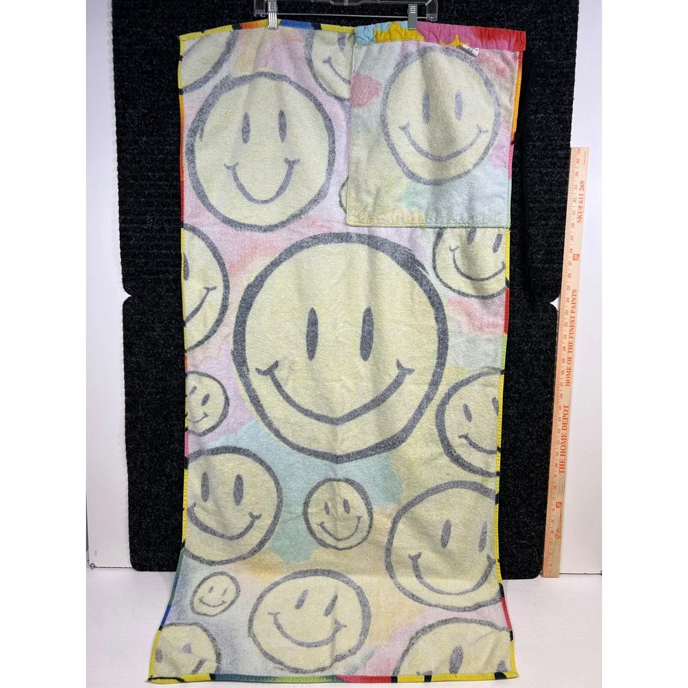 Vintage 90s Hilasal Smiles Bag Beach Towel‎ Cotton Colorful Smiley Face